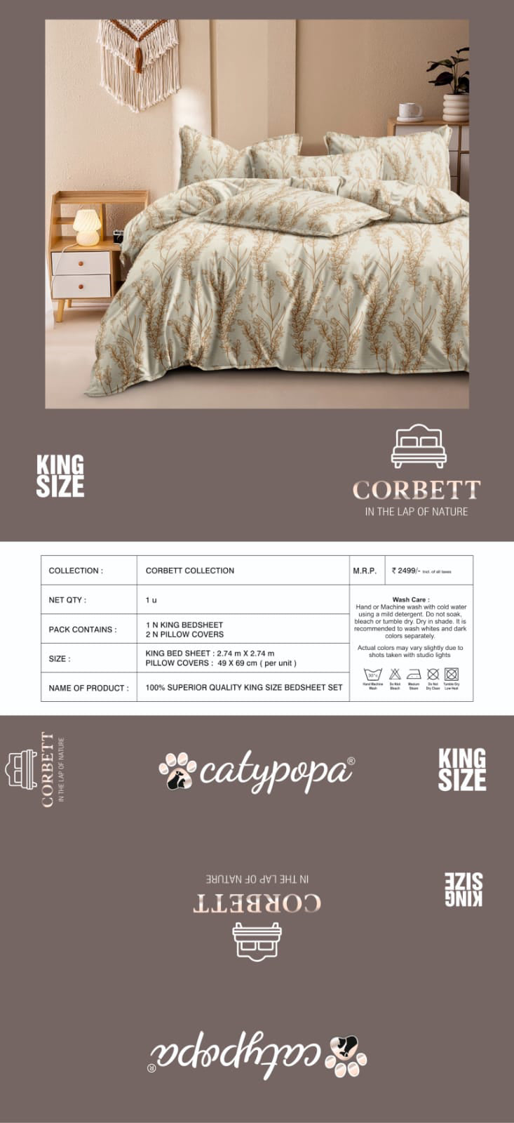 3 PCS KING SIZE BEDSHEET SET
