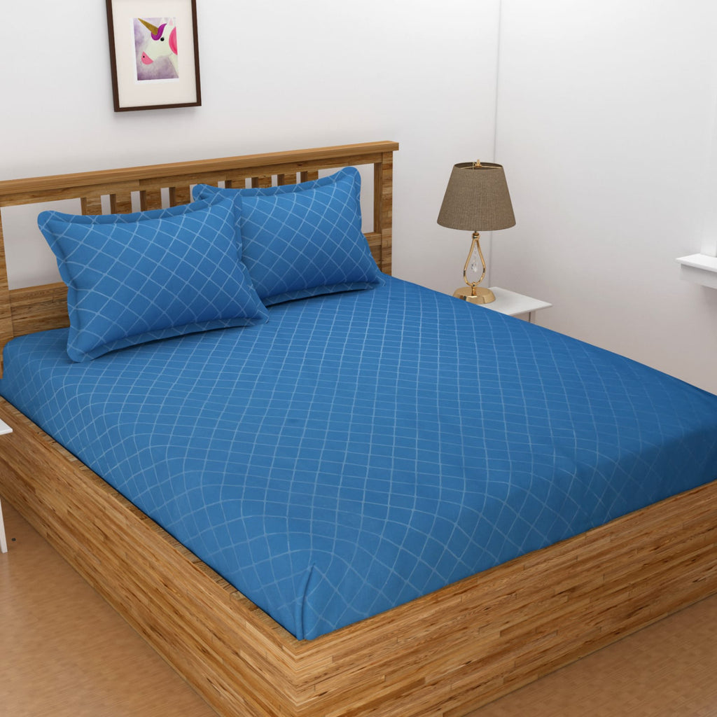 3PCS FITTED SELF EMBOSSED KING SIZE BEDSHEET SET (1+2)