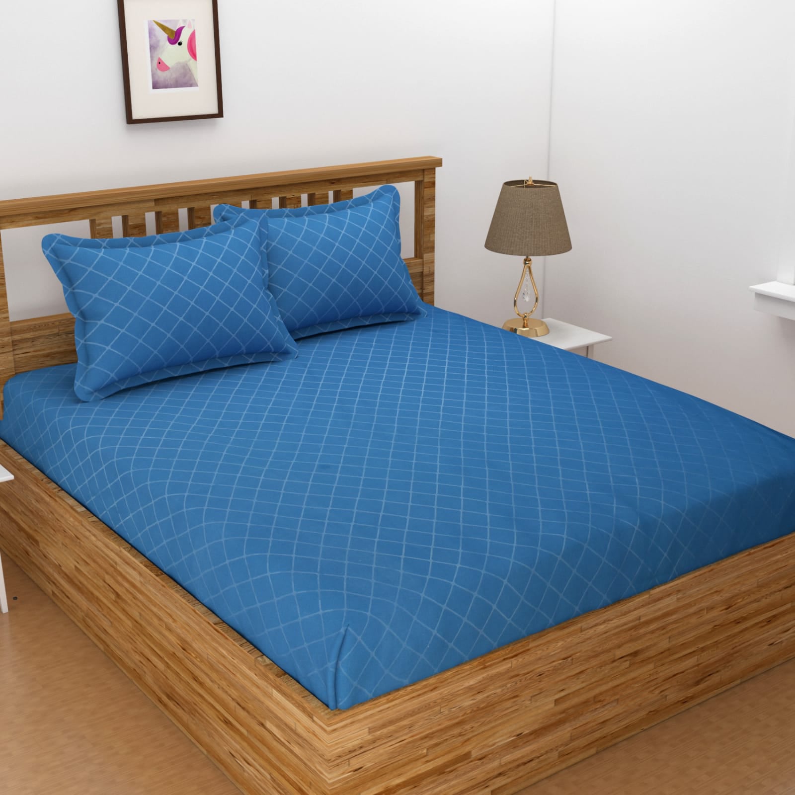 3PCS FITTED SELF EMBOSSED KING SIZE BEDSHEET SET (1+2)
