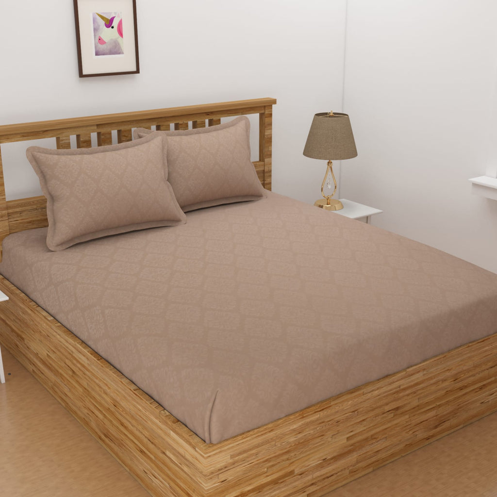 3PCS FITTED SELF EMBOSSED KING SIZE BEDSHEET SET (1+2)