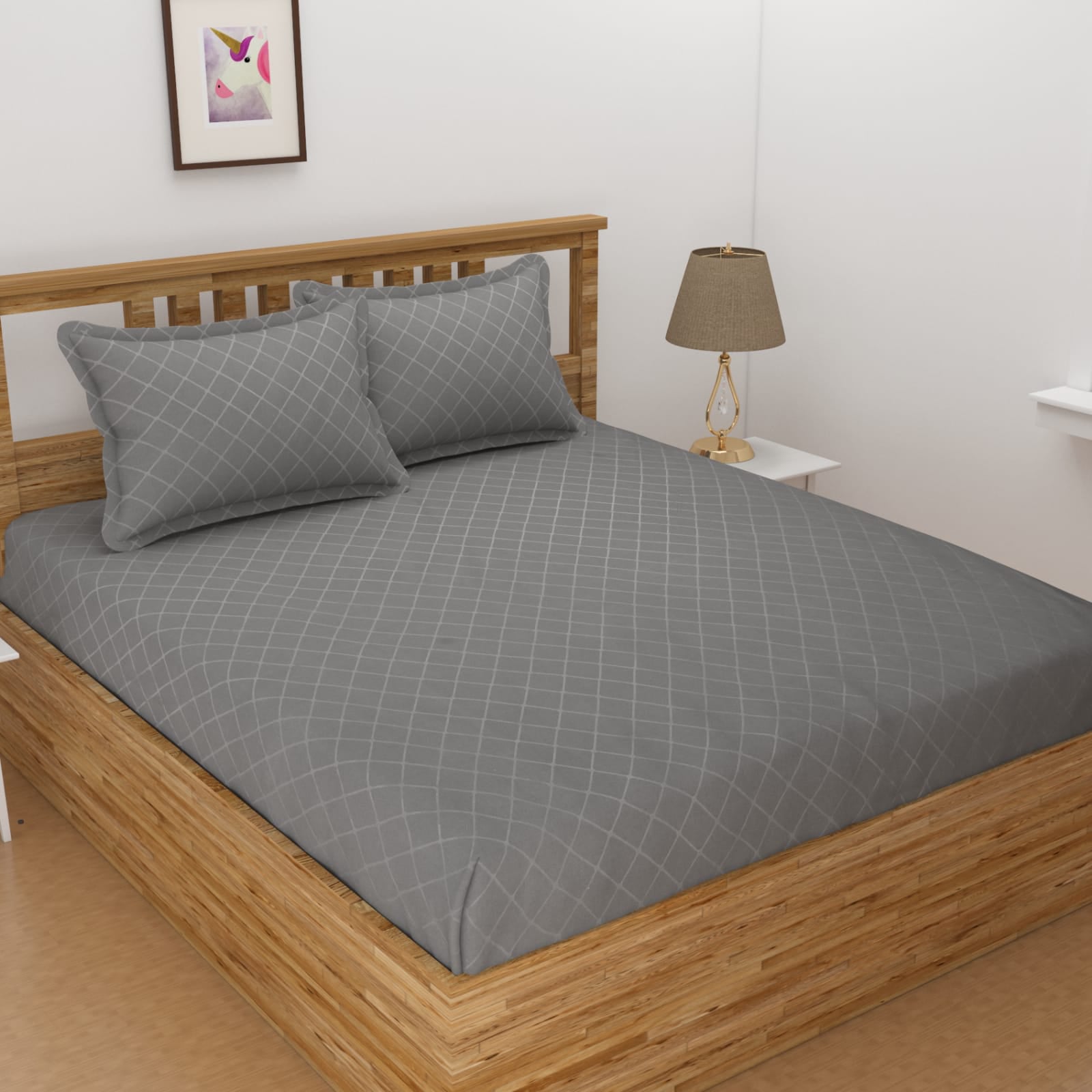3PCS FITTED SELF EMBOSSED KING SIZE BEDSHEET SET (1+2)