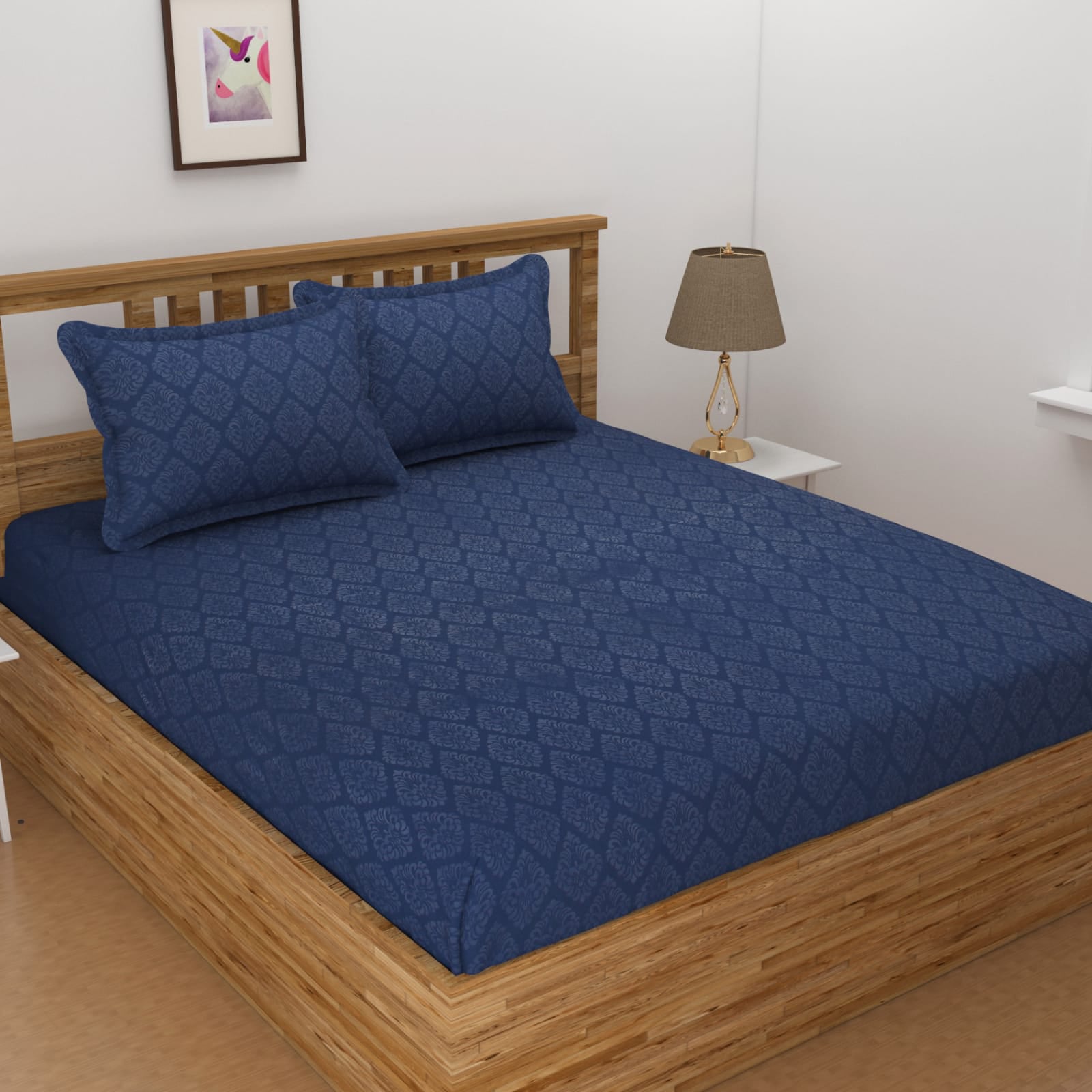 3PCS FITTED SELF EMBOSSED KING SIZE BEDSHEET SET (1+2)