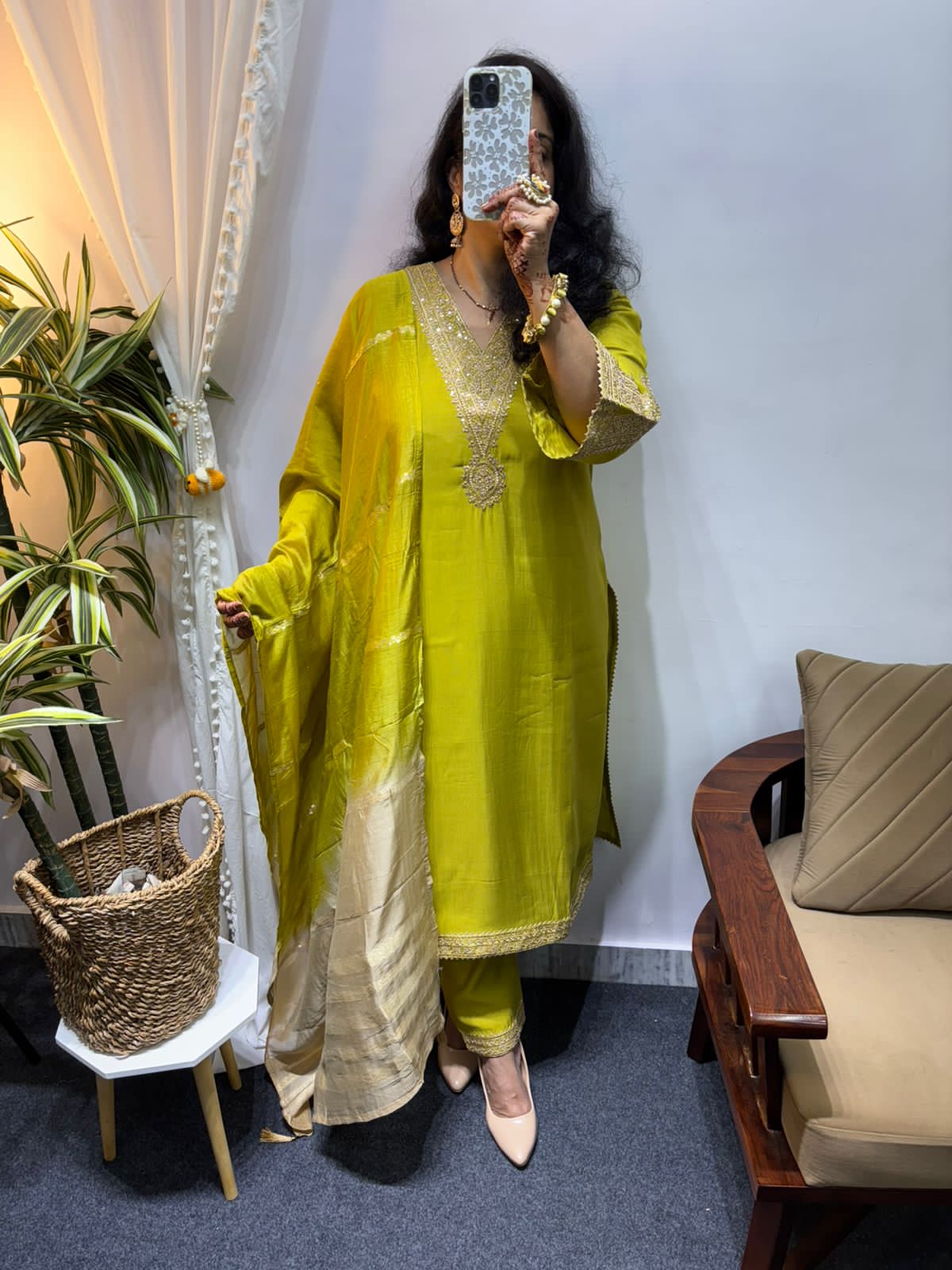 Premium Silk fabric 3 pcs with lining in kurta & Pant & Banarsi Duppta
