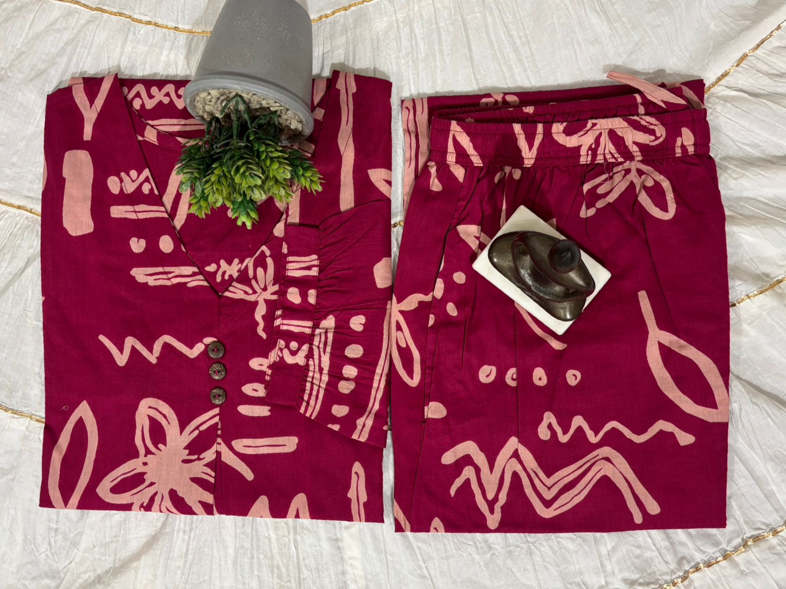 Premium cotton A line kurta with Plazzo Cordset