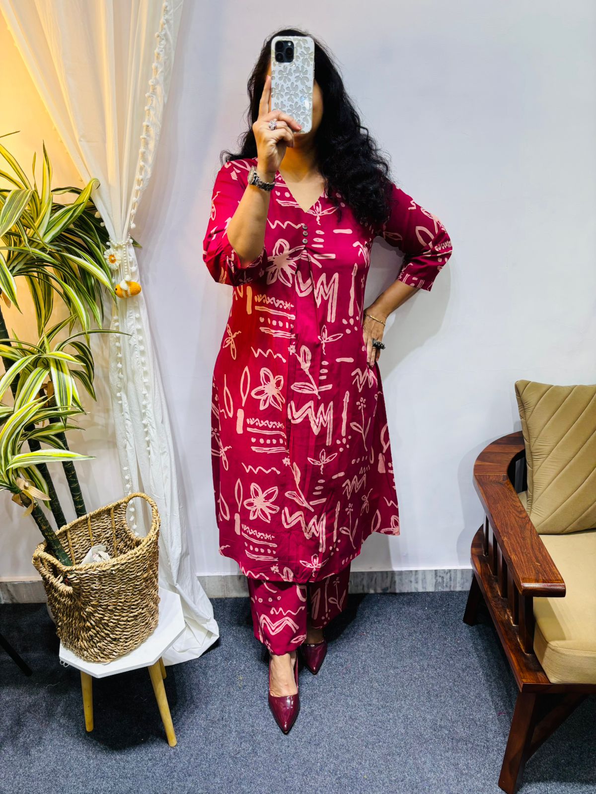 Premium cotton A line kurta with Plazzo Cordset
