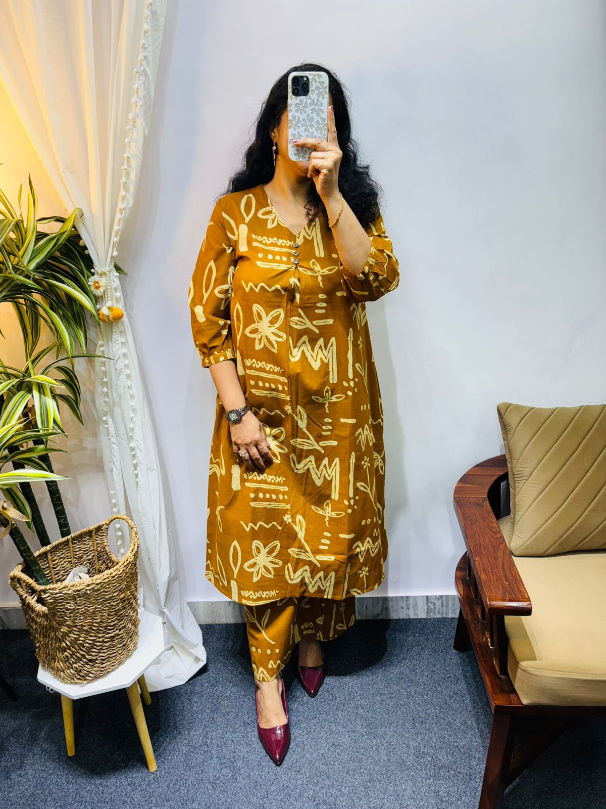 Premium cotton A line kurta with Plazzo Cordset